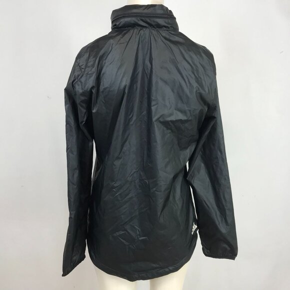 ADIDAS ~ WOMENS SMALL ~ BLACK FULL ZIP WINDBREAKER JACKET WITH ZIP UP HOOD - Picture 5 of 7